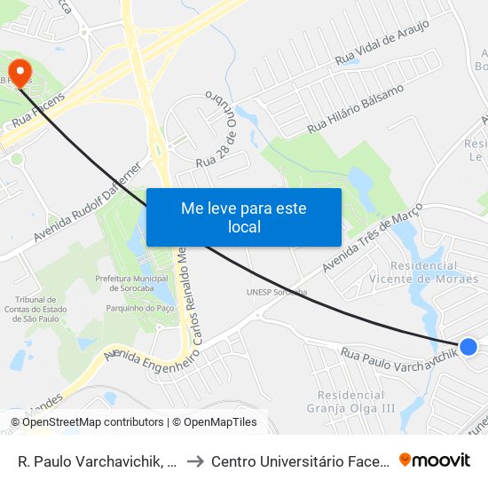 R. Paulo Varchavichik, Sn to Centro Universitário Facens map