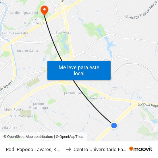 Rod. Raposo Tavares, Km93,5 to Centro Universitário Facens map