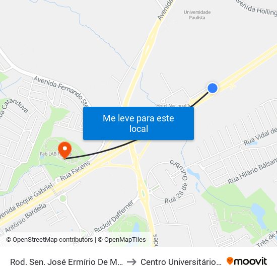 Rod. Sen. José Ermírio De Moraes , Sn to Centro Universitário Facens map