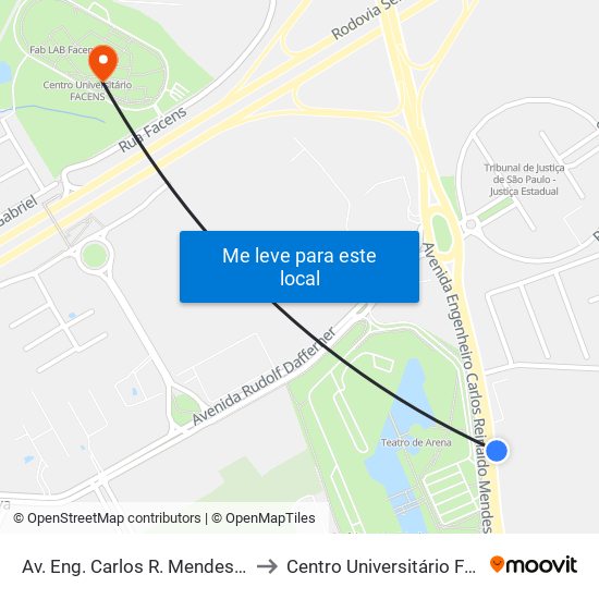 Av. Eng. Carlos R. Mendes,  3040 to Centro Universitário Facens map