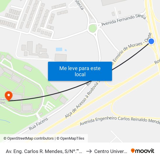 Av. Eng. Carlos R. Mendes, S/Nº.""Restaurante Espeto De Ouro"" to Centro Universitário Facens map