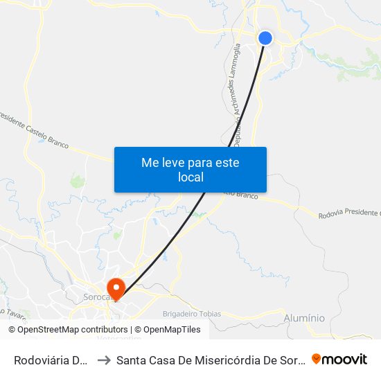 Rodoviária De Itu to Santa Casa De Misericórdia De Sorocaba map