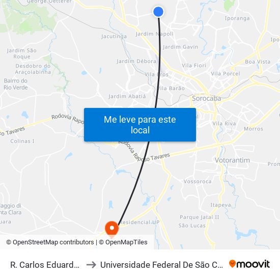 R. Carlos Eduardo Soriano, 1992 to Universidade Federal De São Carlos - Campus Sorocaba map