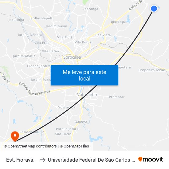 Est. Fioravante, S/N to Universidade Federal De São Carlos - Campus Sorocaba map