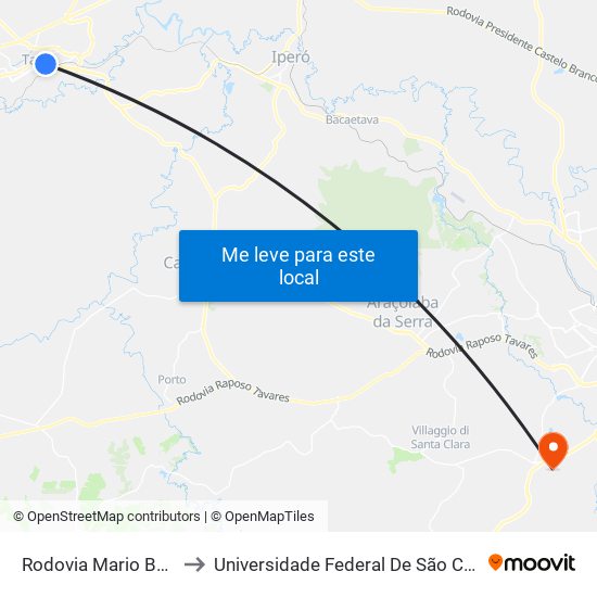 Rodovia Mario Batista Mori, 576 to Universidade Federal De São Carlos - Campus Sorocaba map