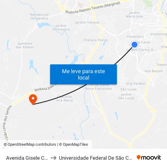 Avenida Gisele Costantino, 138 to Universidade Federal De São Carlos - Campus Sorocaba map