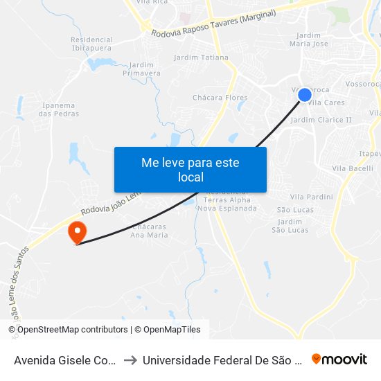 Avenida Gisele Costantino, 792-882 to Universidade Federal De São Carlos - Campus Sorocaba map