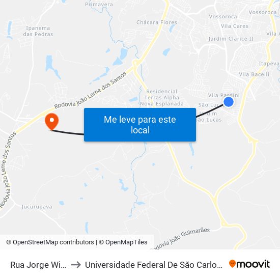 Rua Jorge Winkler, 414 to Universidade Federal De São Carlos - Campus Sorocaba map