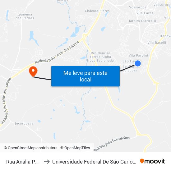 Rua Anália Pereira, 600 to Universidade Federal De São Carlos - Campus Sorocaba map