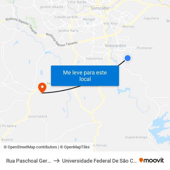 Rua Paschoal Gerônimo Fornazari to Universidade Federal De São Carlos - Campus Sorocaba map