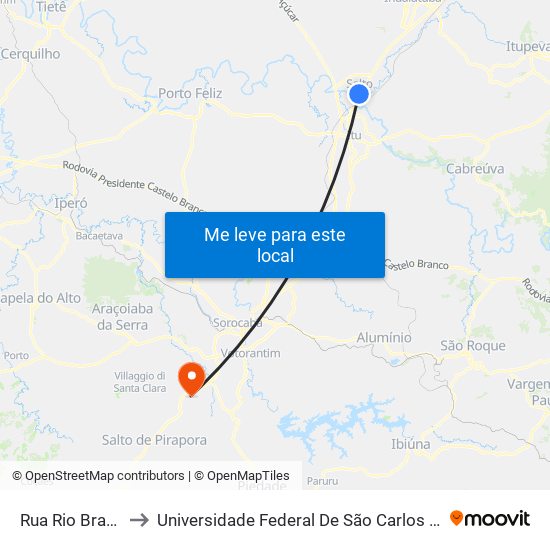 Rua Rio Branco, 592 to Universidade Federal De São Carlos - Campus Sorocaba map