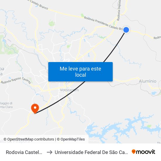 Rodovia Castelo Branco, 463 to Universidade Federal De São Carlos - Campus Sorocaba map