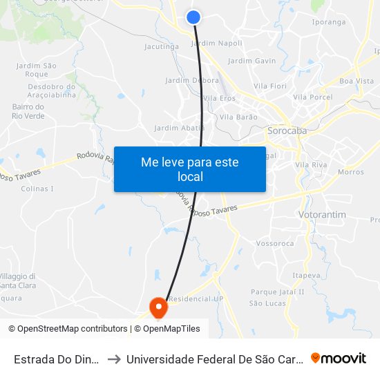 Estrada Do Dinorah, 97-109 to Universidade Federal De São Carlos - Campus Sorocaba map