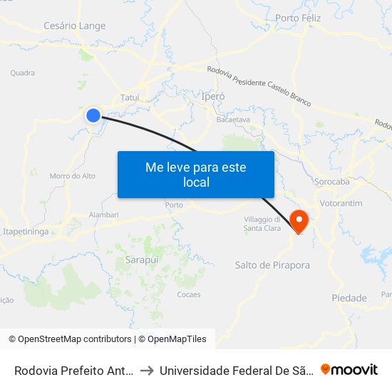 Rodovia Prefeito Antônio R Schincariol, 246 to Universidade Federal De São Carlos - Campus Sorocaba map