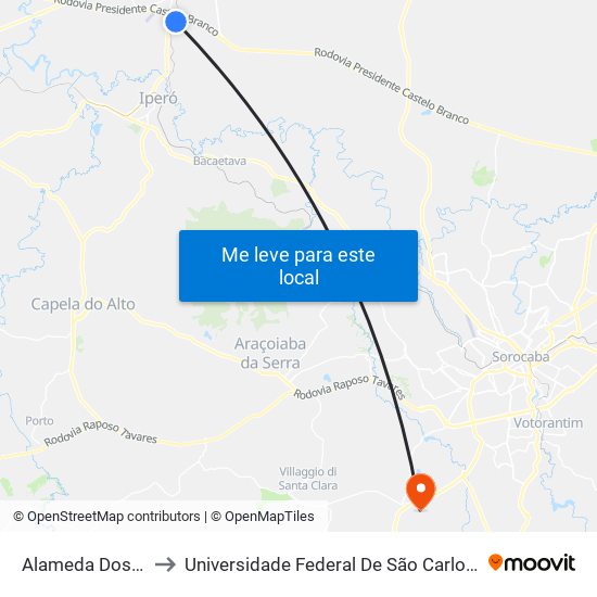 Alameda Dos Ciprestes to Universidade Federal De São Carlos - Campus Sorocaba map