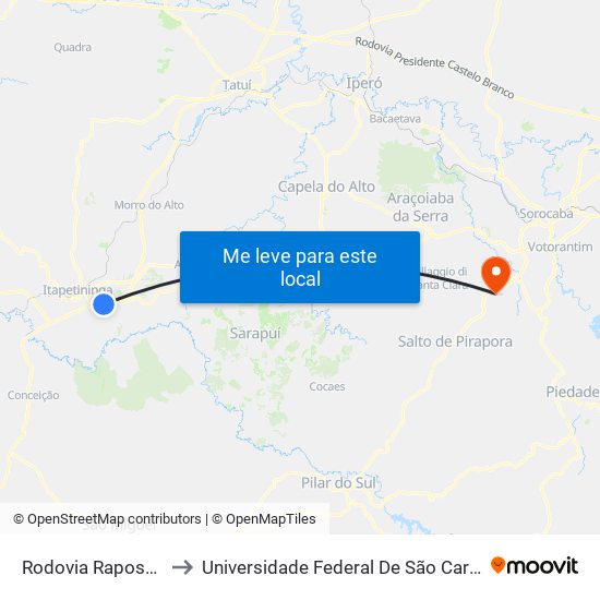 Rodovia Raposo Tavares, 30 to Universidade Federal De São Carlos - Campus Sorocaba map