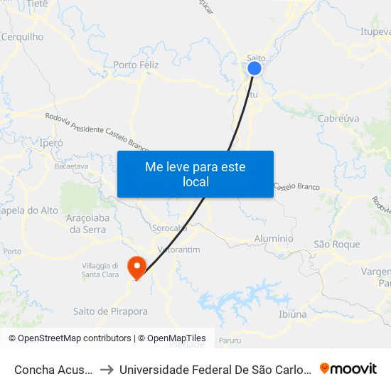 Concha Acustica, Emtu to Universidade Federal De São Carlos - Campus Sorocaba map