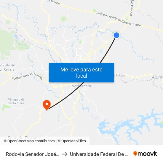 Rodovia Senador José Ermírio De Moraes, 11680 to Universidade Federal De São Carlos - Campus Sorocaba map