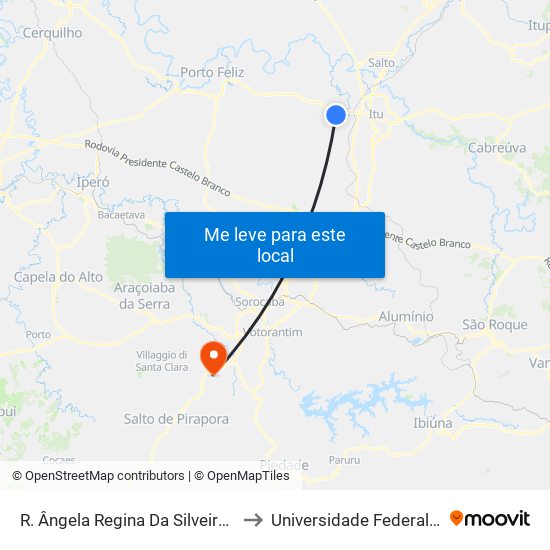 R. Ângela Regina Da Silveira Morães 61 - Chácara Flórida Itu - SP Brasil to Universidade Federal De São Carlos - Campus Sorocaba map