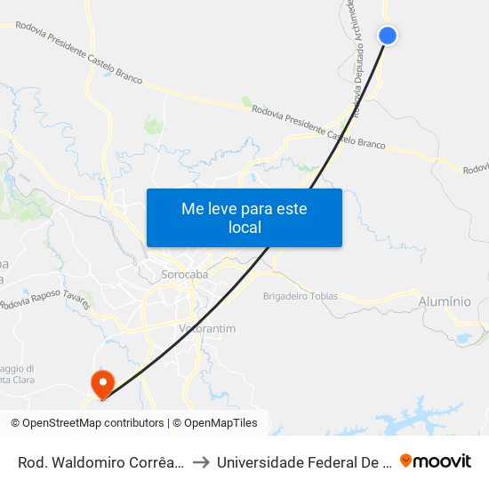 Rod. Waldomiro Corrêa De Camargo 99 Itu - SP Brasil to Universidade Federal De São Carlos - Campus Sorocaba map