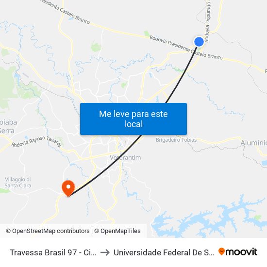 Travessa Brasil 97 - Cidade Nova I Itu - SP Brasil to Universidade Federal De São Carlos - Campus Sorocaba map