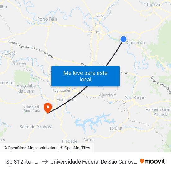 Sp-312 Itu - SP Brasil to Universidade Federal De São Carlos - Campus Sorocaba map