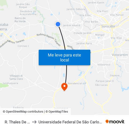 R. Thales De Tate, 227 to Universidade Federal De São Carlos - Campus Sorocaba map