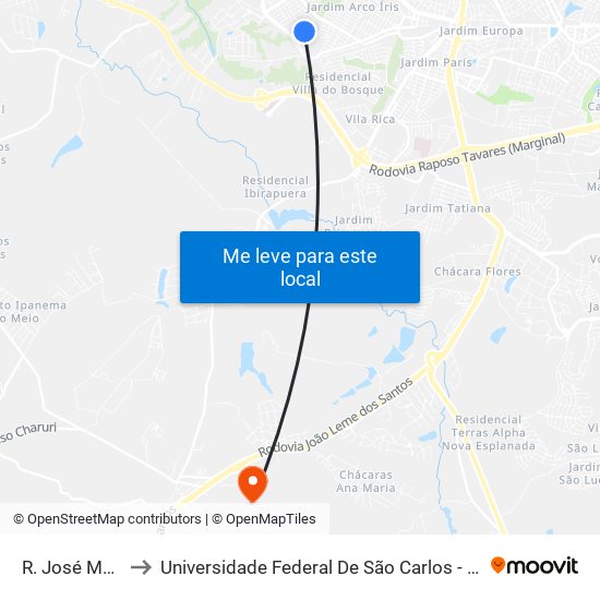 R. José Marte, 33 to Universidade Federal De São Carlos - Campus Sorocaba map