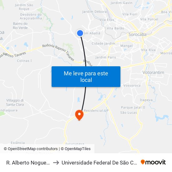 R. Alberto Nogueira Padilha, 393 to Universidade Federal De São Carlos - Campus Sorocaba map