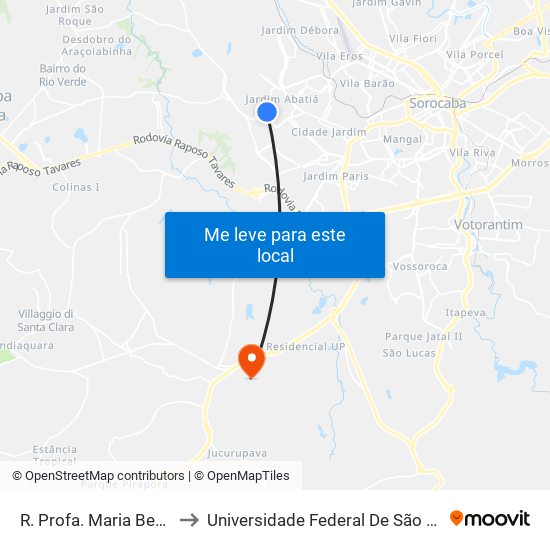 R. Profa. Maria Benedita A. Keller, Sn to Universidade Federal De São Carlos - Campus Sorocaba map