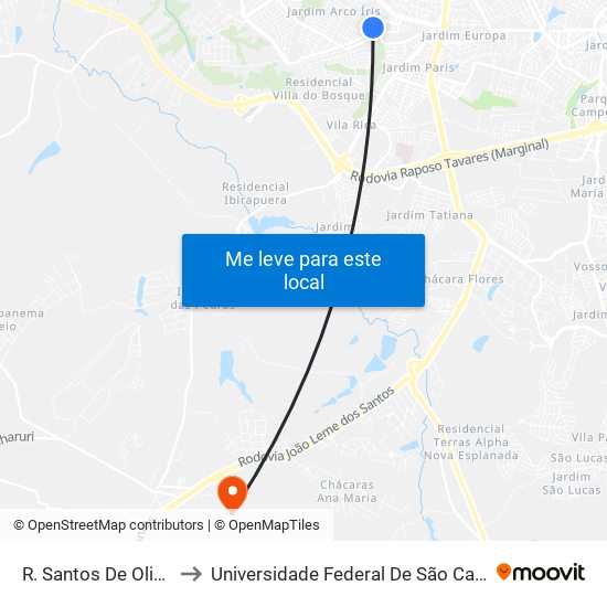 R. Santos De Oliveira, Sem Ref. to Universidade Federal De São Carlos - Campus Sorocaba map