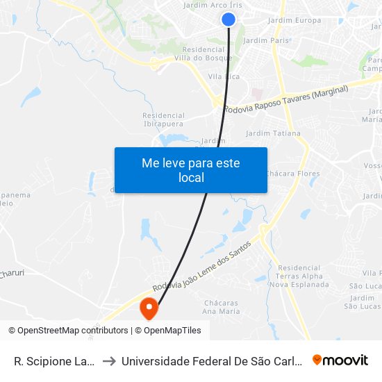 R. Scipione Landulfo, 470 to Universidade Federal De São Carlos - Campus Sorocaba map