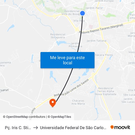 Pç. Iris C. Stilitano, Sn to Universidade Federal De São Carlos - Campus Sorocaba map