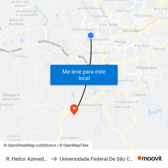R. Heitor Azevedo Hummel, 238 to Universidade Federal De São Carlos - Campus Sorocaba map