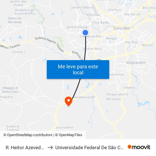 R. Heitor Azevedo Hummel, 103 to Universidade Federal De São Carlos - Campus Sorocaba map