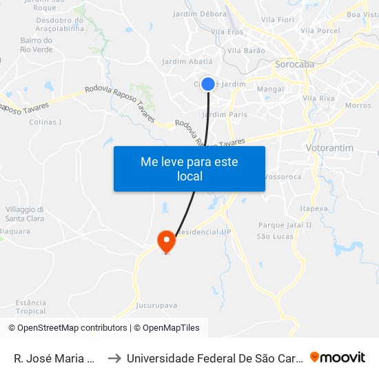 R. José Maria Marques, 705 to Universidade Federal De São Carlos - Campus Sorocaba map