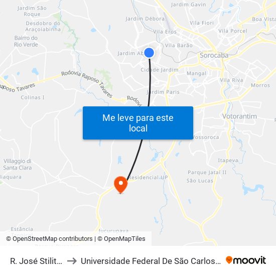 R. José Stilitano, 887 to Universidade Federal De São Carlos - Campus Sorocaba map