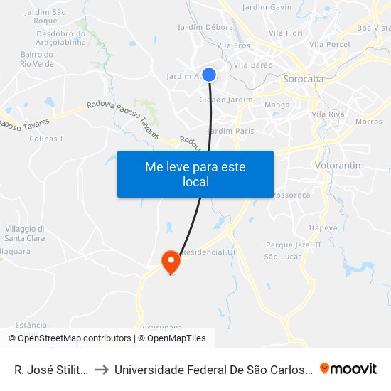 R. José Stilitano, 743 to Universidade Federal De São Carlos - Campus Sorocaba map