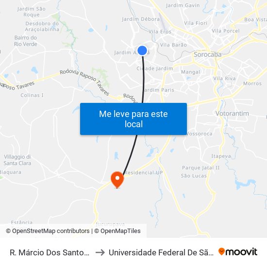 R. Márcio Dos Santos Flores, Altura Nº 590. to Universidade Federal De São Carlos - Campus Sorocaba map