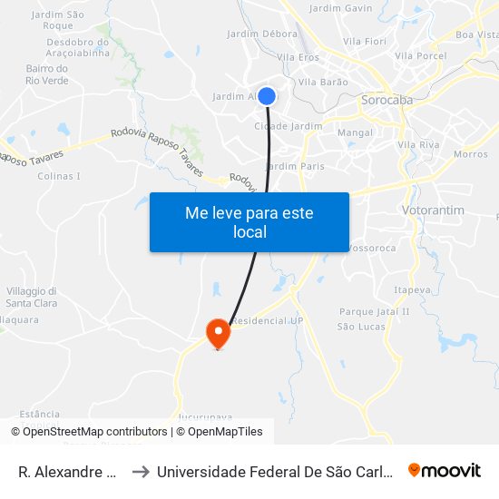 R. Alexandre Caldini, 185 to Universidade Federal De São Carlos - Campus Sorocaba map