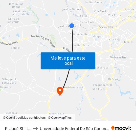 R. José Stilitano, 531 to Universidade Federal De São Carlos - Campus Sorocaba map