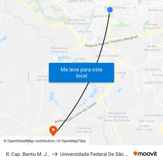 R. Cap. Bento M. Jequitinhonha, 75 to Universidade Federal De São Carlos - Campus Sorocaba map