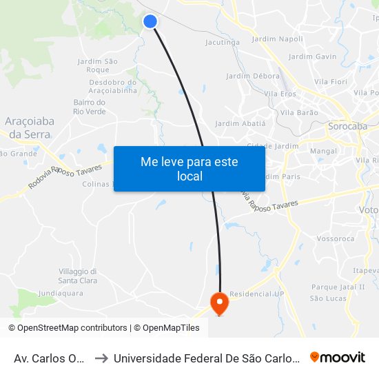Av. Carlos Oetterer, Sn to Universidade Federal De São Carlos - Campus Sorocaba map