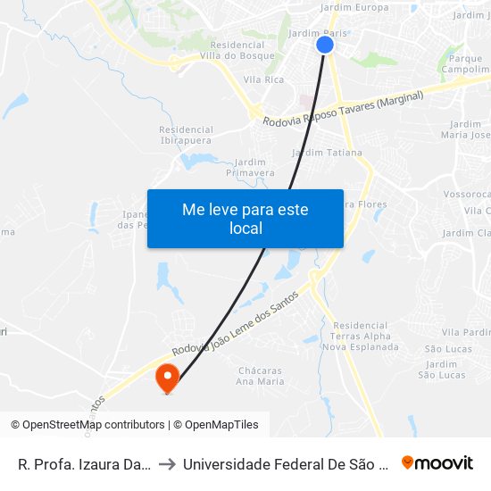 R. Profa. Izaura Da Costa E Silva, 34 to Universidade Federal De São Carlos - Campus Sorocaba map