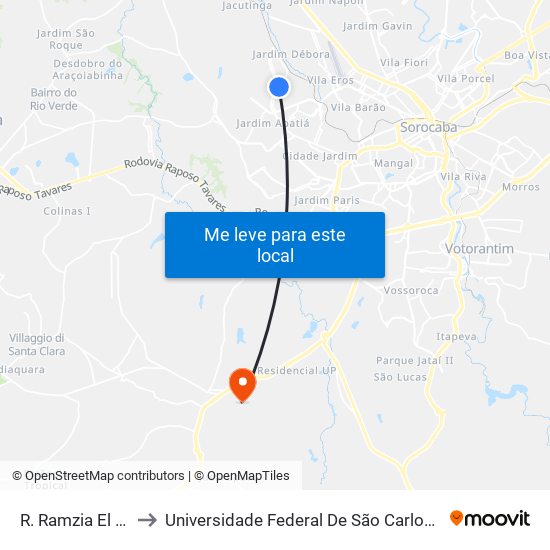 R. Ramzia El Hadi, 957 to Universidade Federal De São Carlos - Campus Sorocaba map