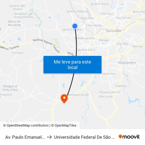 Av. Paulo Emanuel De Almeida, 293 to Universidade Federal De São Carlos - Campus Sorocaba map