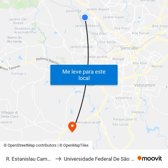 R. Estanislau Camargo Sampaio, 503 to Universidade Federal De São Carlos - Campus Sorocaba map