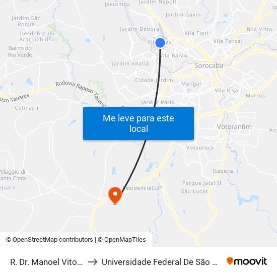 R. Dr. Manoel Vitorino Pereira, 186 to Universidade Federal De São Carlos - Campus Sorocaba map