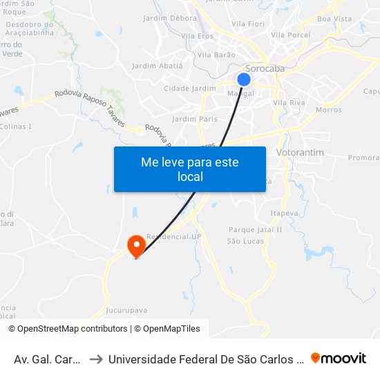 Av. Gal. Carneiro, 46 to Universidade Federal De São Carlos - Campus Sorocaba map