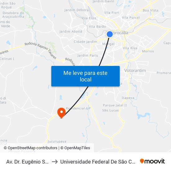 Av. Dr. Eugênio Salerno, Nº 387. to Universidade Federal De São Carlos - Campus Sorocaba map